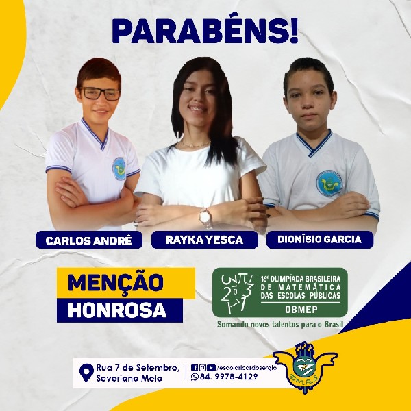 MENÇÃO HONROSA - PARABÉNS !