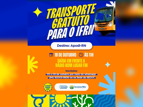 Transporte gratuito para estudantes do nosso municipio