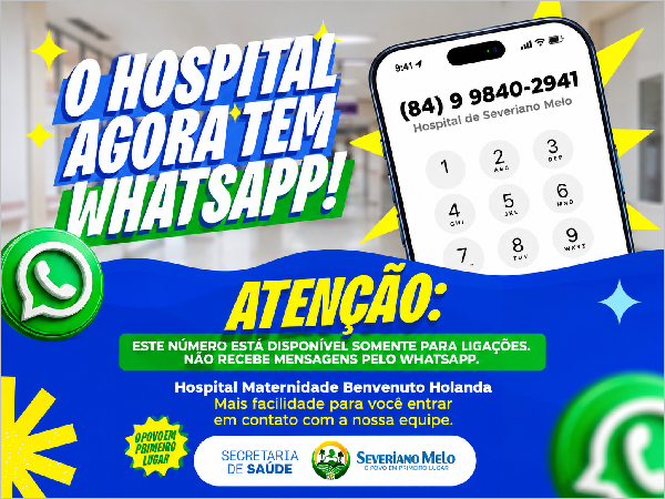 Hospital Municipal de Severiano Melo agora conta com novo número de contato